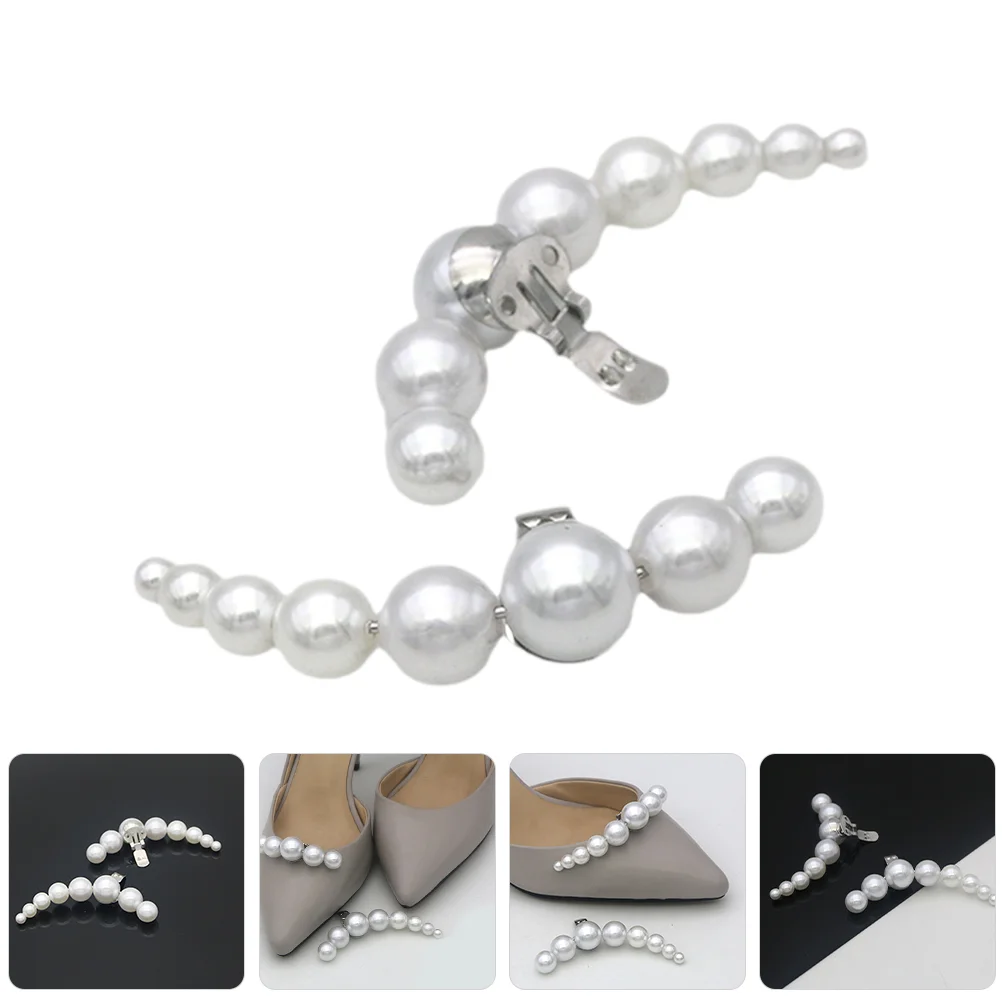 

Toe Cap Removable Shoe Buckle Pearl Ladies High Heels Shoes Flower Fairy Decorative Accessories Bride Pearls Bow Metal