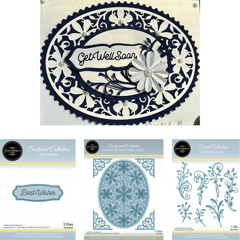 Rippled Bloom Floral Best Wishes Metal Cutting Dies Slimline Essentials Scrap Booking Card Stencil Cut Die for DIY Handmade Card