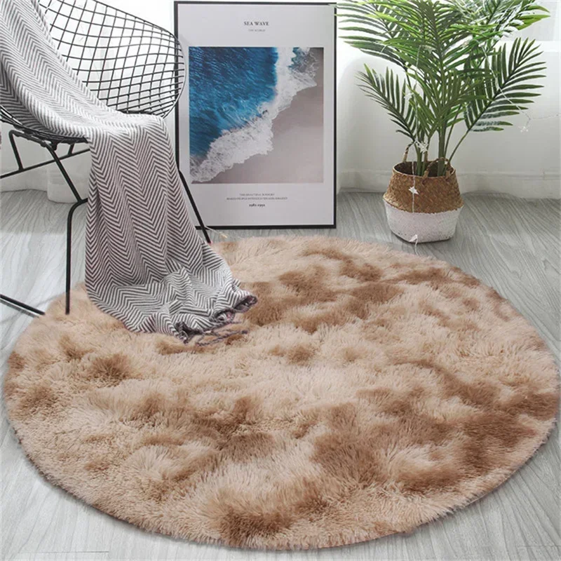 1Pcs Fluffy Rug Round Velvet Floor Carpets Living Room Decoration Home Area Mats Solid Long Plush Carpet Shaggy Rugs for Bedroom