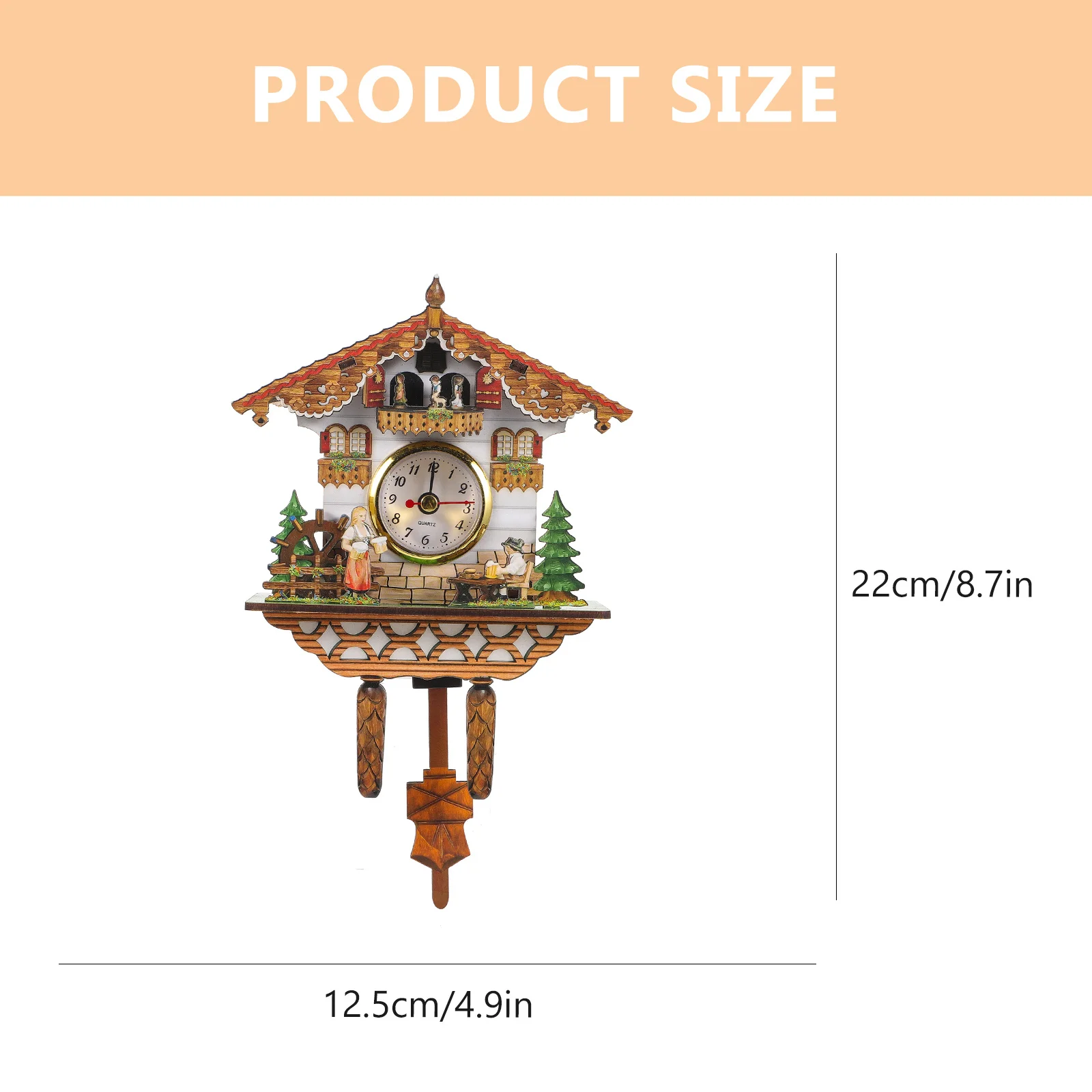 ساعة الوقواق ساعة حائط يدويا التقليدية الرجعية الطيور قوي ديكور غرفة المعيشة غرفة نوم مكتب البندول الخشبي #5