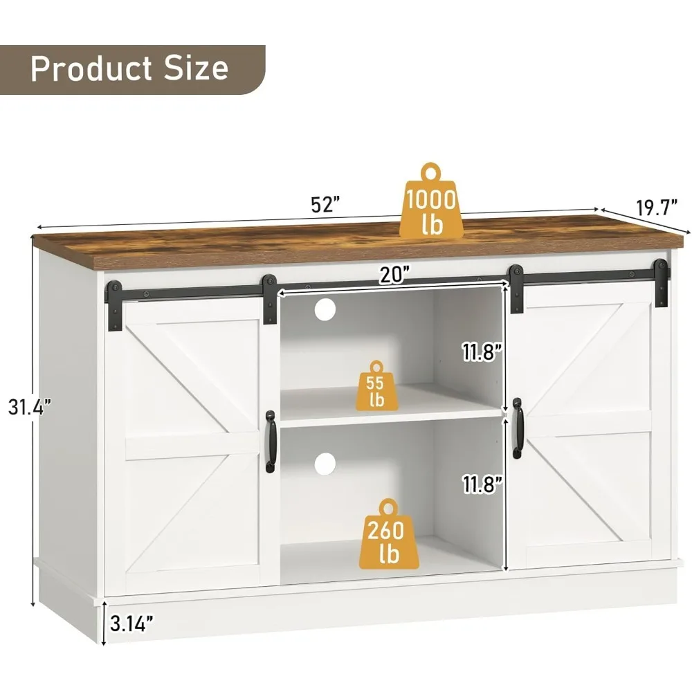 Farmhouse 55-75 Gallon Fish Tank Stand with Power Outlet, Aquarium Stand with Cabinet&Sliding Barn Door, Heavy Duty Reptile