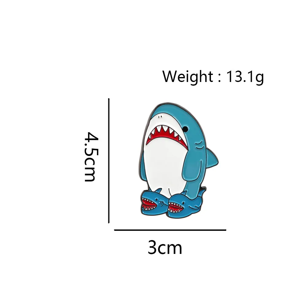 Niedlicher Hai in Haifisch-Hausschuhen Emaille-Pin Lustige Meeres-Tier-Broschen Kawaii Fisch-Anstecknadeln Meme-Schmuck Geschenk für Rucksack – Detail 3