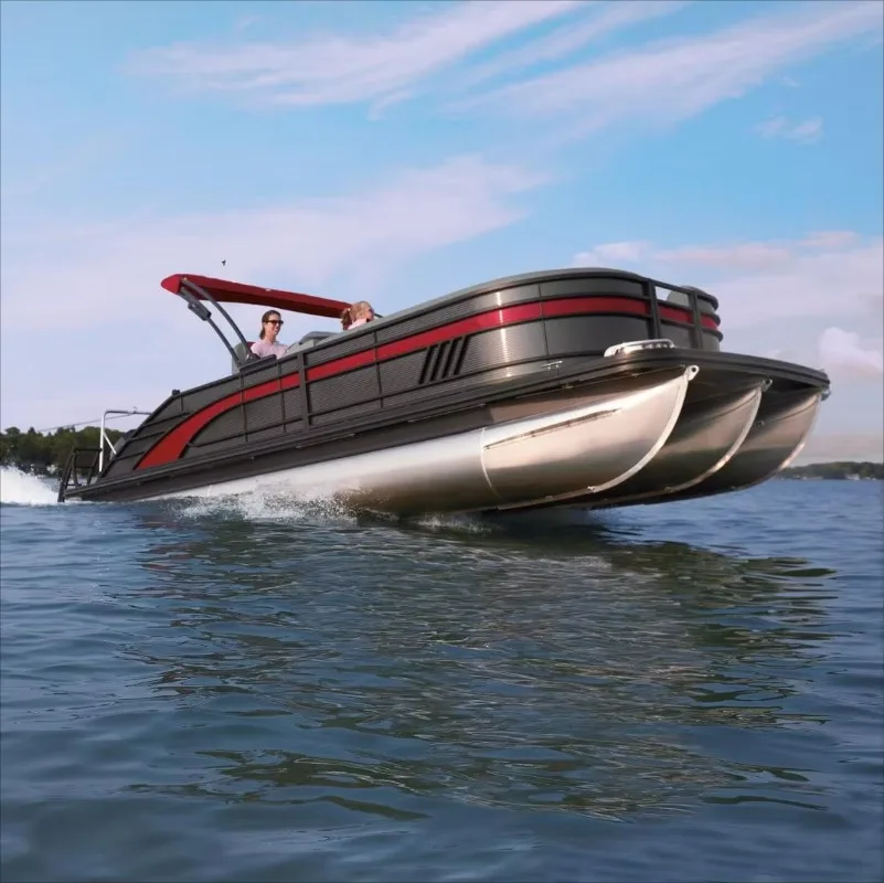 Luxury 27ft Aluminum Pontoon Boat Three Hull Rowing Surfing Boat for Sale Custom