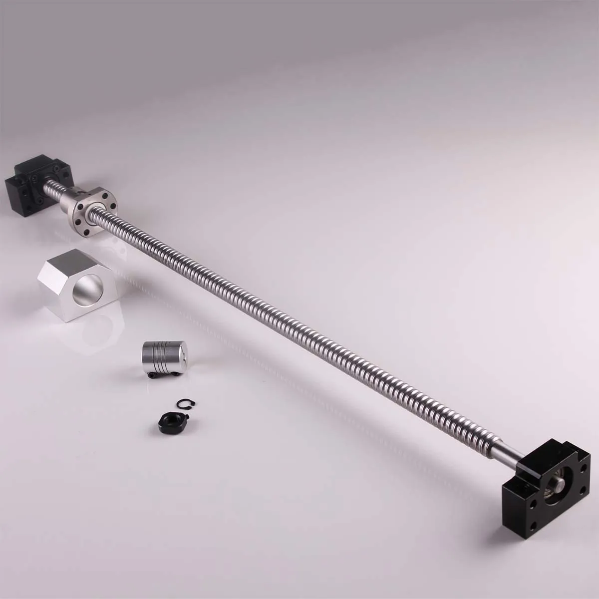 RM1605 Ballscrew C7 End Machined Length 250~1550mm+Nut Housing BK/BF12 End support+Coupler For CNC Router SFU1605 Ballscrew Kit