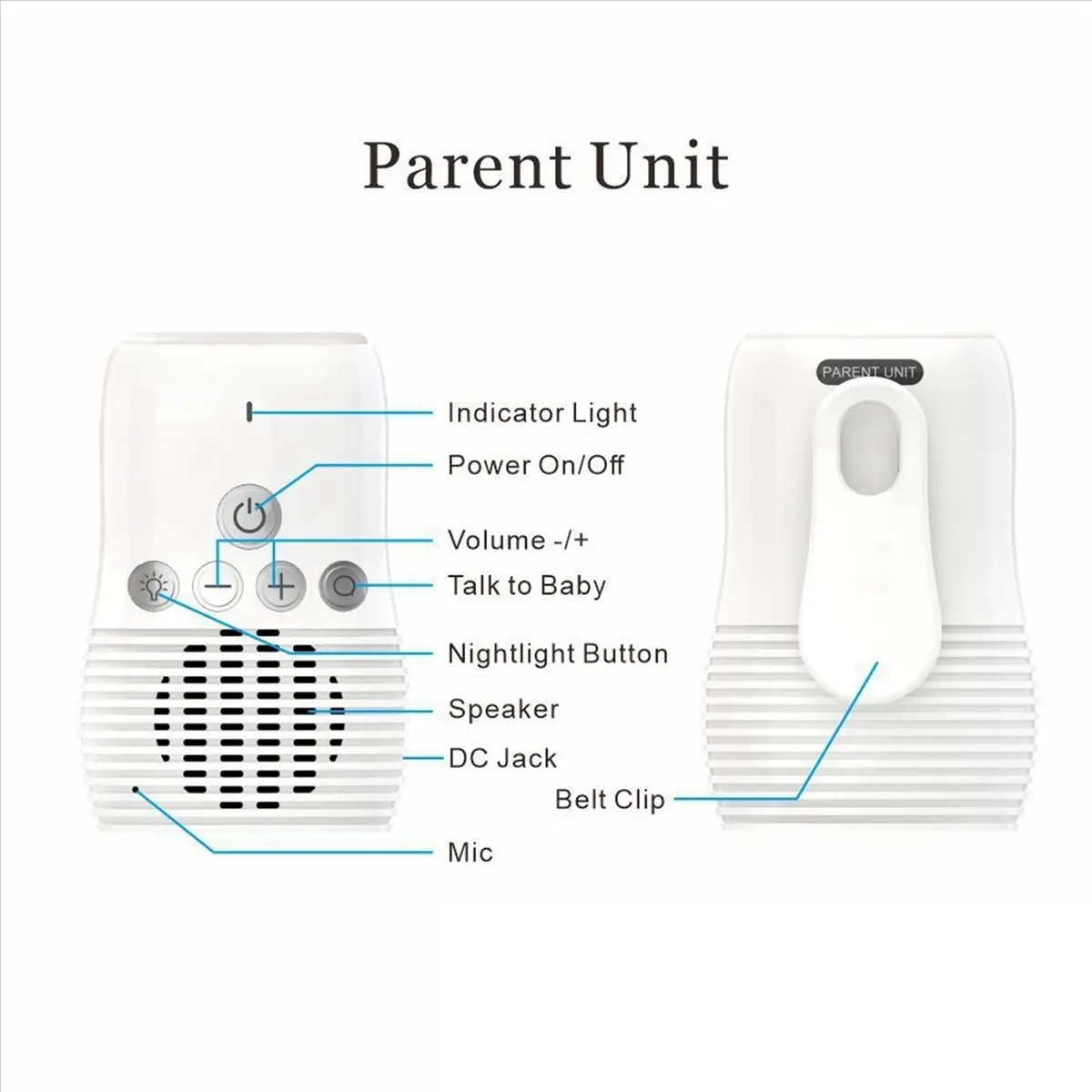A003 Baby Audio Monitor 2-Way Talk Baby Intercom Wireless Night Light Home Child Safety Device 2.4GHz US-Plug