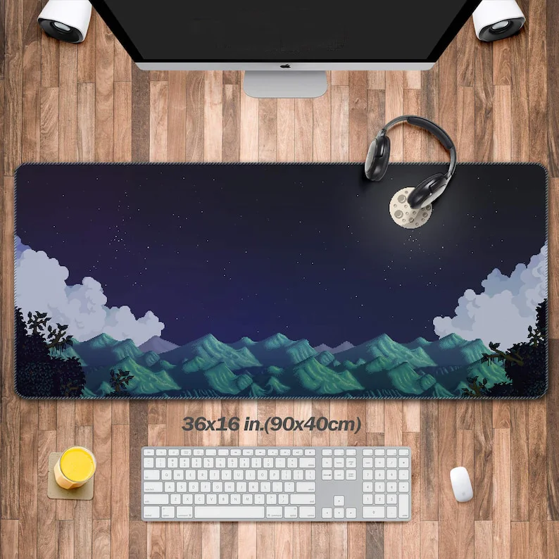 

Digital Valley Desk Mat, Stardew Gaming Mouse Pad, Vintage Gamer Desk Mat, Retrowave Desk Decor, Computer Mat with Keyboard