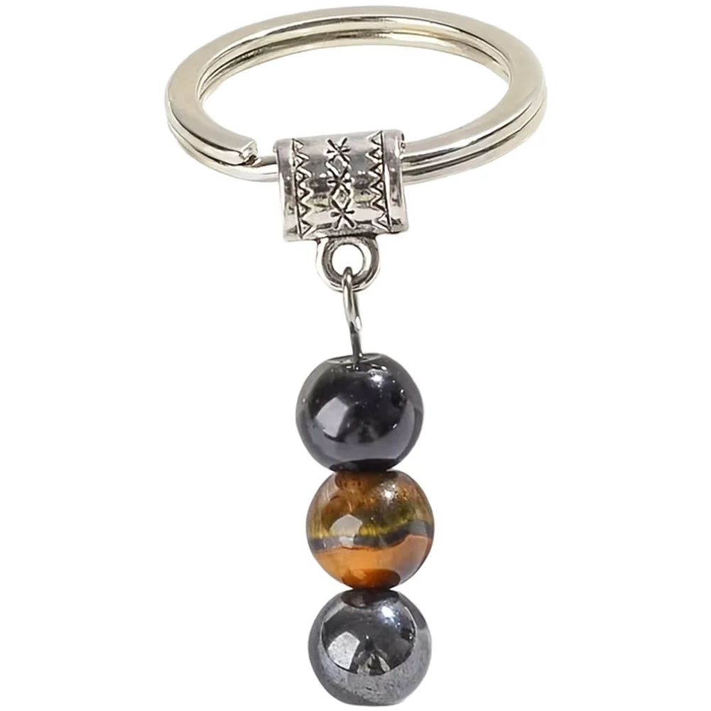 for Tiger Eye Volcanic Glass Magnetic Keychain with Metal Ring for Keys Bag Purse Backpack Everyday Use for Tiger