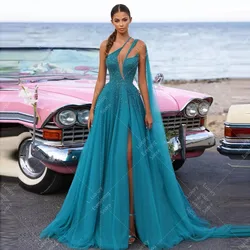 Vintage Sexy Shawl Evening Dresses Woman's Cut Out Sequined Side Split Formal Fashion Party Prom Gowns Vestidos Noche Customized