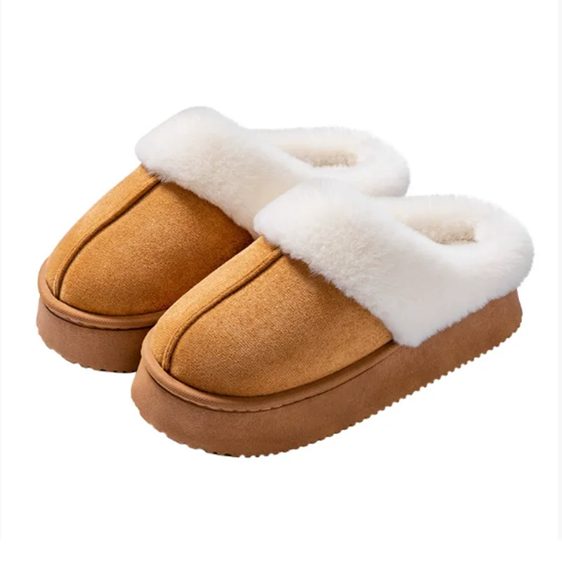 

2026 Winter thick-soled plush slippers for women stylish comfortable lightweight warm quiet and anti-slip cotton slippers