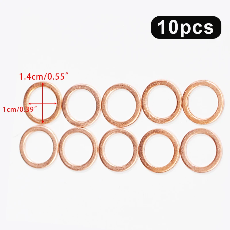 10/20Pcs M10 Copper Sealing Washer Gasket Sump Plug Oil HEL Motorcycle Bike Car Brake Line Banjo Bolt Copper Crush Washers