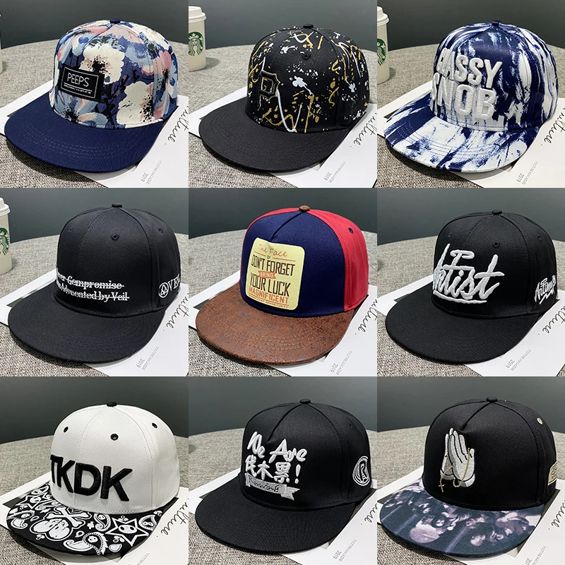 New Alphabet Embroidery Baseball Cap Hip-hop Outdoor Snapback Cap Adjustable Flat Hat Outdoor Sun Hats Hip-hop Flat Hat