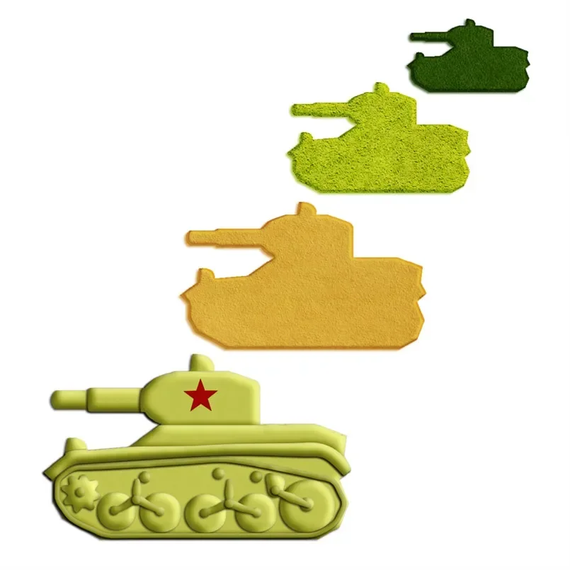 Four Specifications Cartoon War Chariot Old U.S.A Tank,Plastic Mold,Cake Fondant Tools,Cookie Sushi and Fruits Cutters