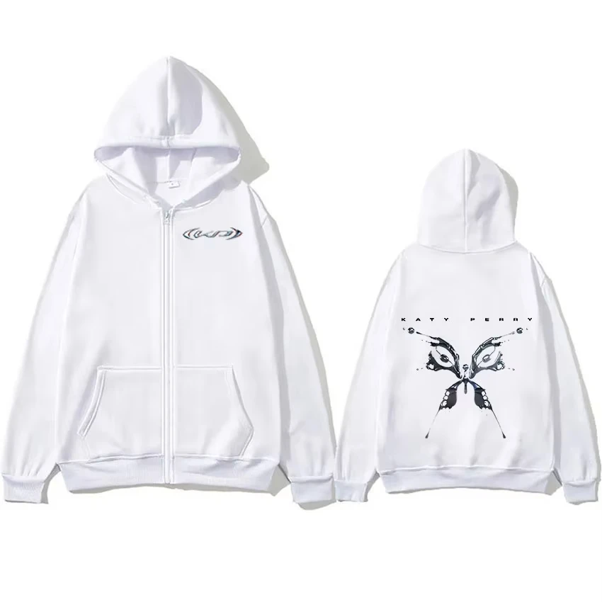 Cantor katy perry tour 2025 álbum zíper com capuz masculino feminino moda oversized zip up jaqueta moletom retro maré roupas capuz