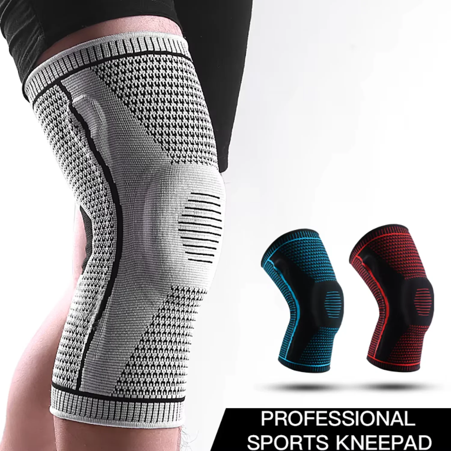 

1 Knee Pads Strap Patella Medial Support Meniscus Silicone Compression Protection Sport Knee Braces Basketball Running Prot
