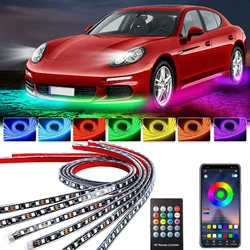 Car Underglow Neon Light Flexible LED Strip Underbody Remote/APP Control RGB Dream Color Auto Decorative Ambient Atmosphere Lamp