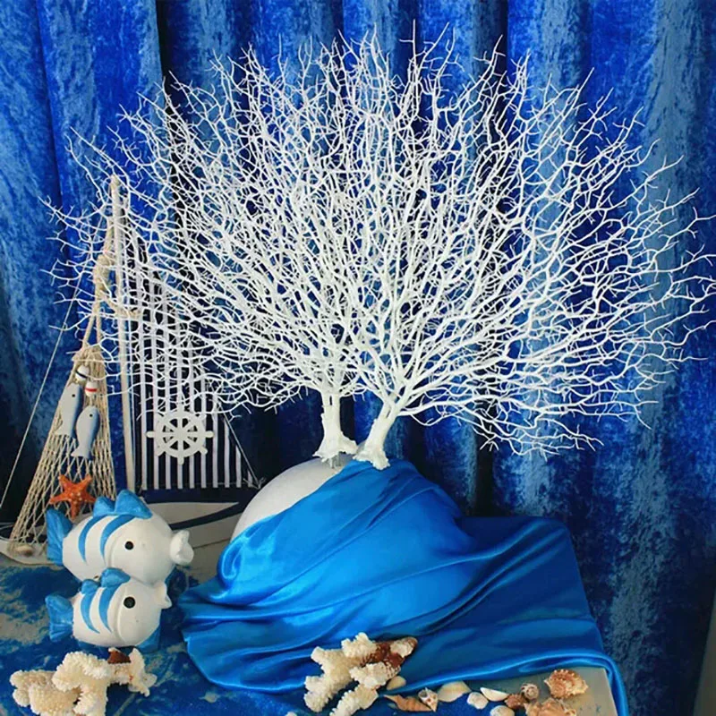 

Artificial white Peacock coral tree branches PlasticArtificial flowers home Wedding Decorative high Aquarium Landscaping 45cm