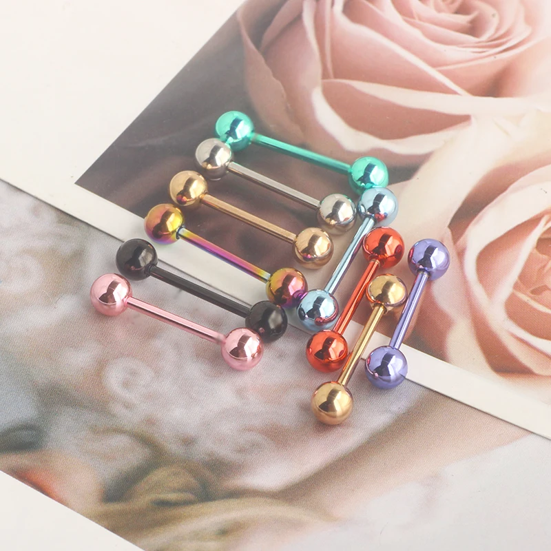 wholesales 14G Mix-color Stainless Steel Straight Barbell Tongue Rings Bars Piercing 5/8