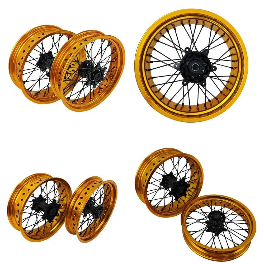【2026 New Design】 Professionally Made Supermoto Wheels Set Fit EXC SXF 7116 Aluminum Alloy Customized Color Logo Black Rim