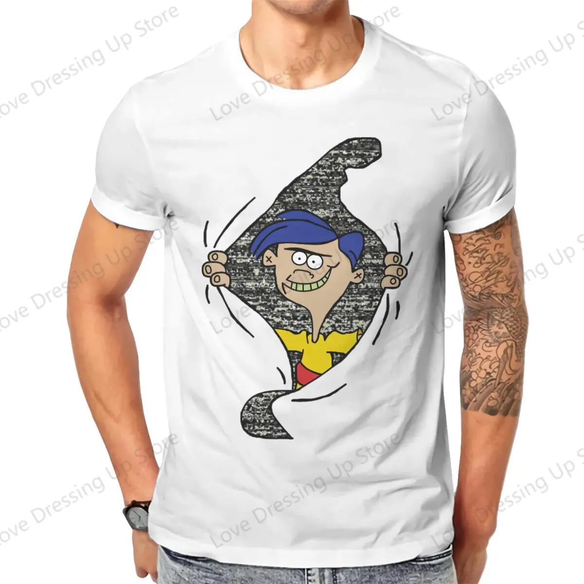 Ed Edd n Eddy The Mis-Edventures 100% Cotton Men T-Shirt Life has many doors Short sleeve Tshirts Street short sleeve Tee