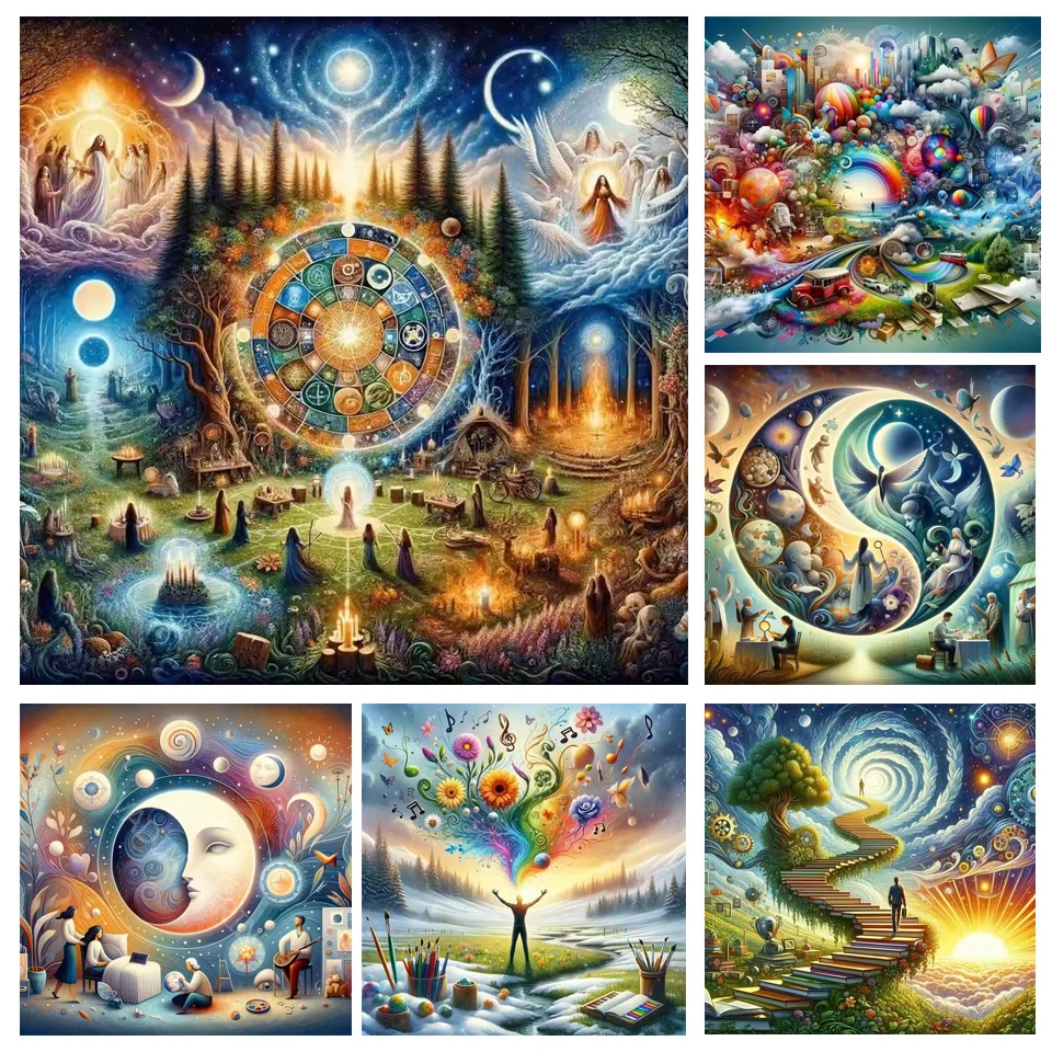 Abstract Nature Landsape Diamond Painting New 2025 5D Diy Diamond Mosaic Full Round Square Fantasy Tree Christmas Gift Wall Art