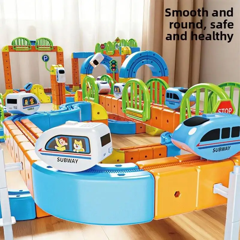 145-242pcs Anti-Gravity Changeable Racing Train Track Building Blocks High-Speed Magical Rail Car Train Toys for Children Gift