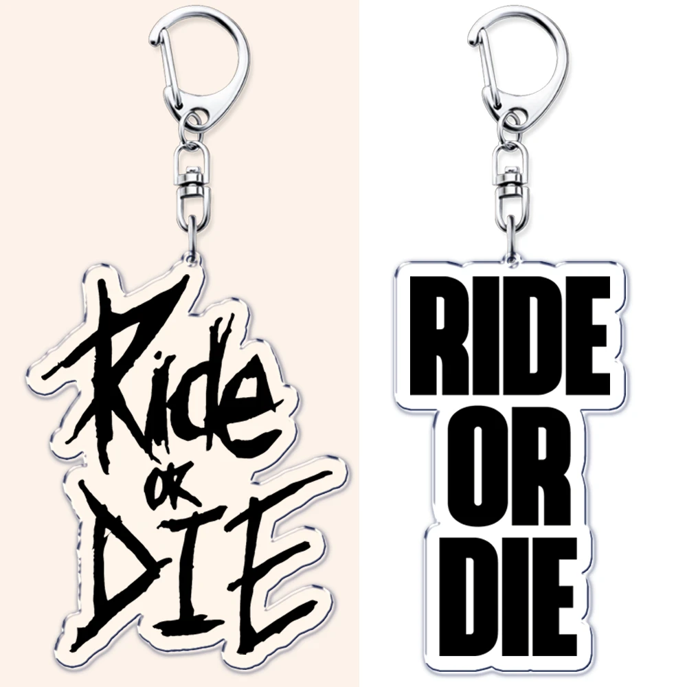 Simple Ride or Die Letters Keychains Student Keyring for Accessories Bag  Bicycle Decorative Key Chain Jewelry Fans Friends Gift