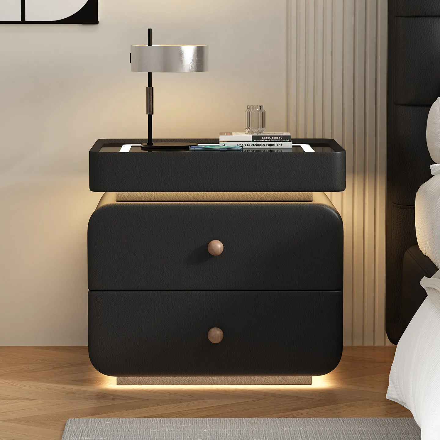 Drawers Storage Bedside Table Coffee Cabinets Mobile Bedroom Wood Organizer Nightstand Modern Mesa De Noche Hotel Furniture
