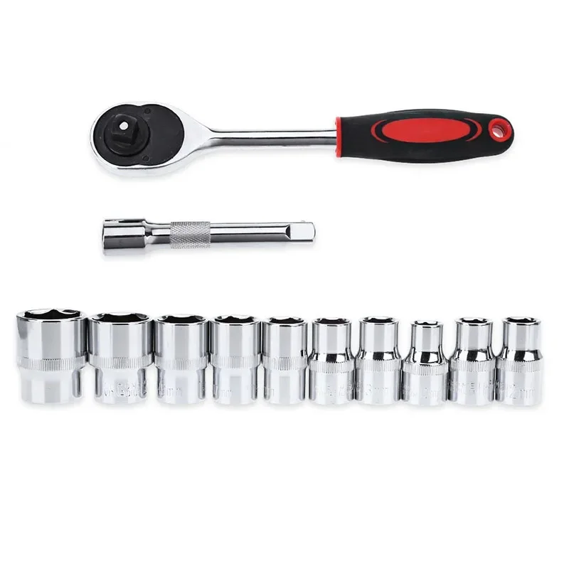 TINSOL 1/4'' 3/8'' 1/2'' Steckschlüssel-Set Verlängerungsstange Multifunktions-Ratschen-Schraubenschlüssel Auto-Motorrad-Reparatur-Handwerkzeug-Set – Detail 6