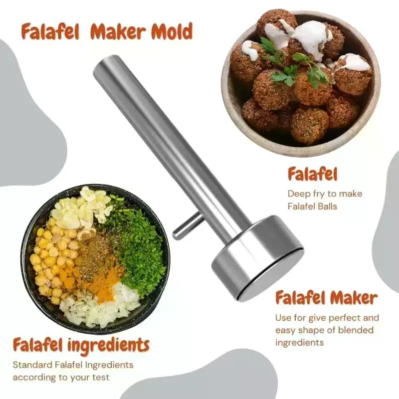 [1Pcs Kitchen Supplies Stainless Steel Falafel Scoop Maker Non-Stick Brushed Finish Meatball Mold Dishwasher-Safe Kitchen Tool]