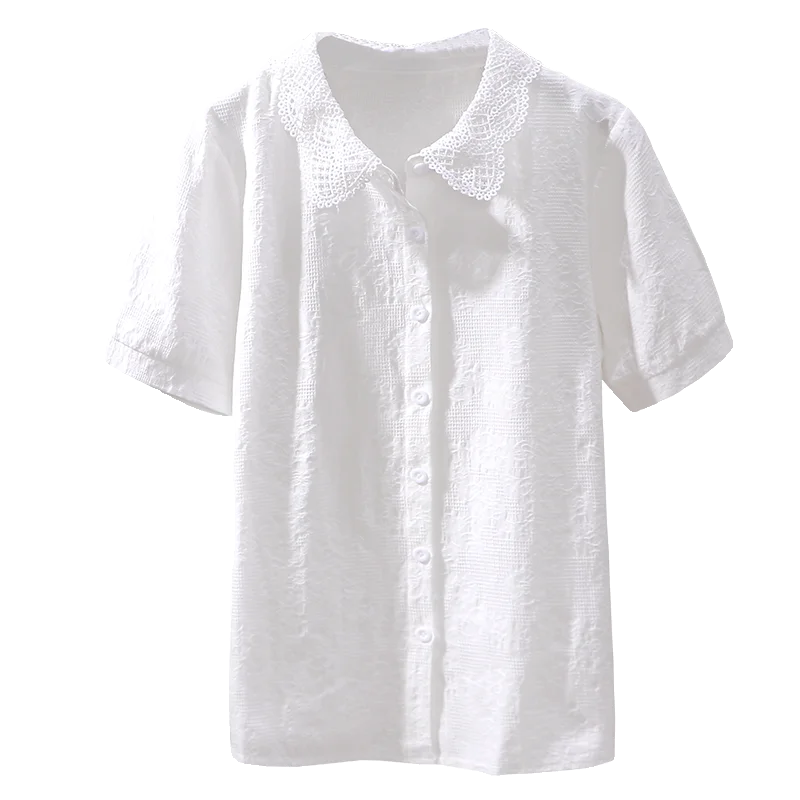 

Summer 2024 ort Sve Lace Patchwork Cotton Ne Top Women's Faionable Versatile Youthful Sle Original Design Str...