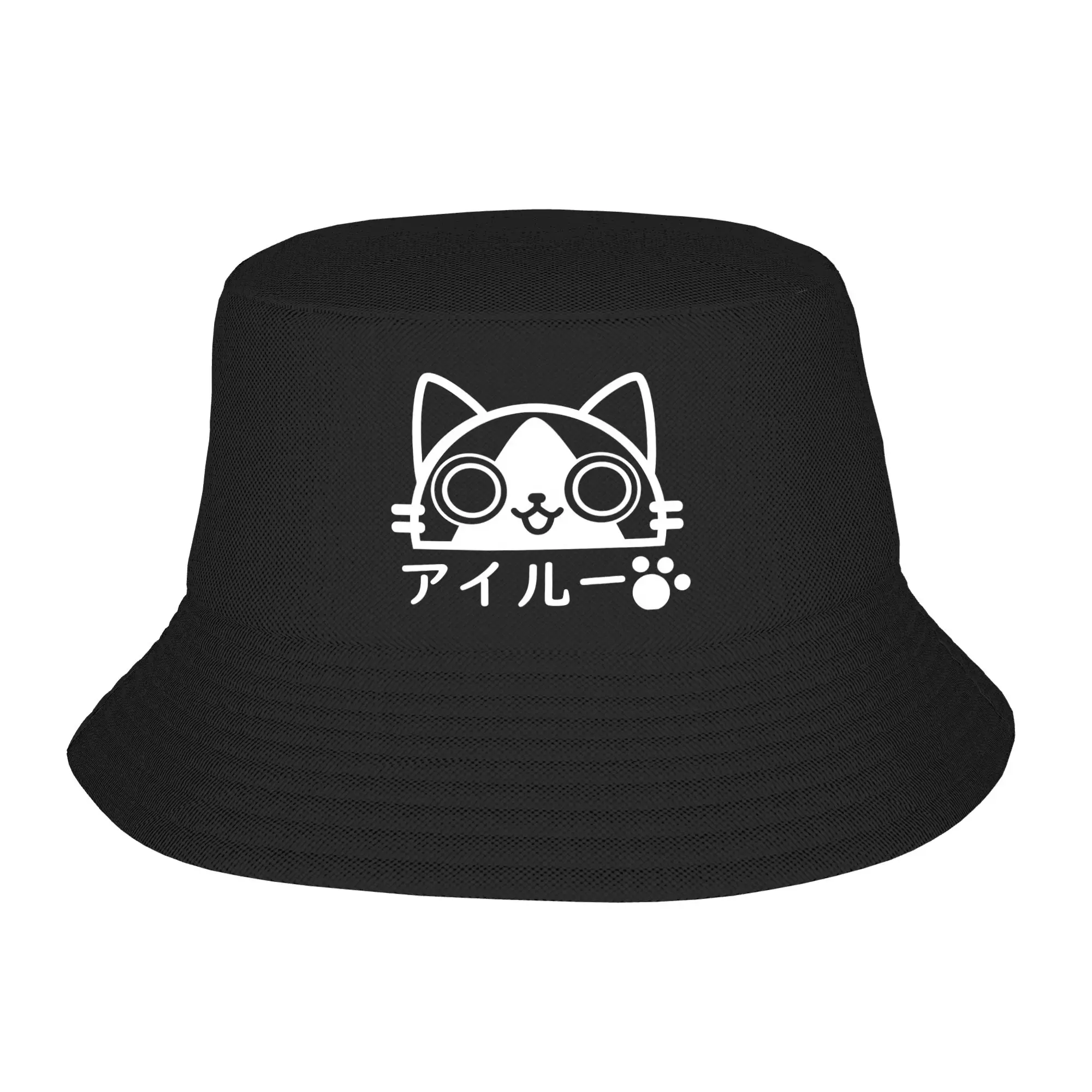 Monster Hunter Palico Bucket Hat  Harajuku Fisherman Caps Portable Hunting Sunscreen Hats For Men Women Casual Custom DIY Cap