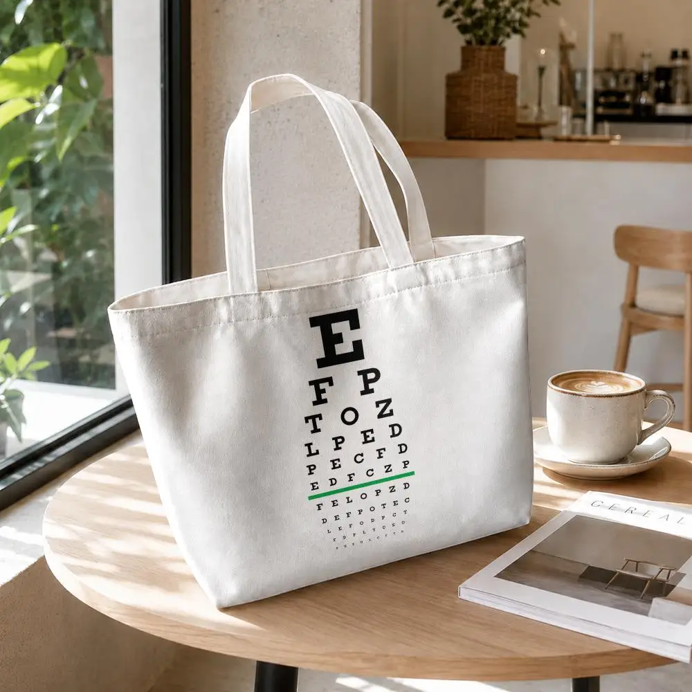 Eye Test Snellen Chart Vision Storage Bags Canvas Double-Sided Print Set 2PC Makeup Pouch Set with Zipper for Picnic Travel