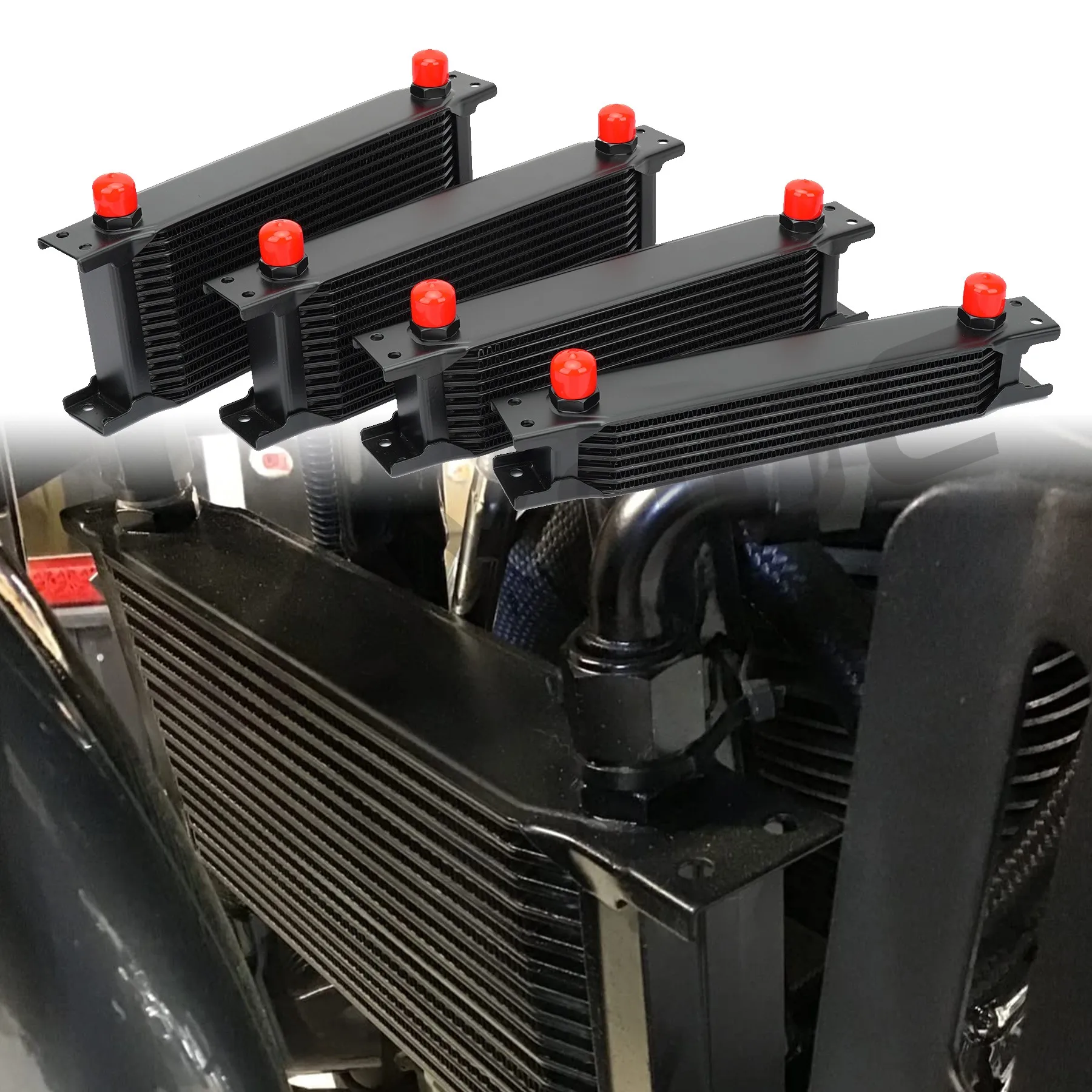 AN10 Fitting Oil Cooler for British Engine Cooling System 7/10/13/16/19/25/30 Rows Universal Stacked Plate Oil Cooler Radiator