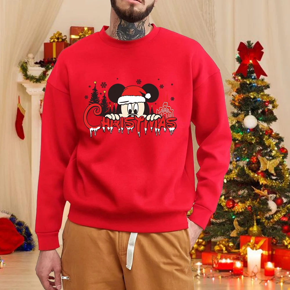 

Милый пуловер с принтом Микки Мауса для мужчин, модный пуловер с длинными рукавами и круглым вырезом