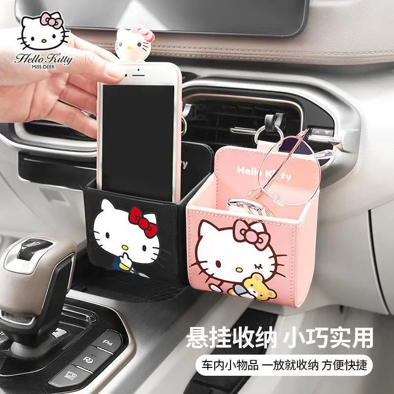 Caja de almacenamiento en el vehículo de Hello Kittys, caja de almacenamiento multifuncional con ventilación de aire montada en la pared, regalo de Festival de moda