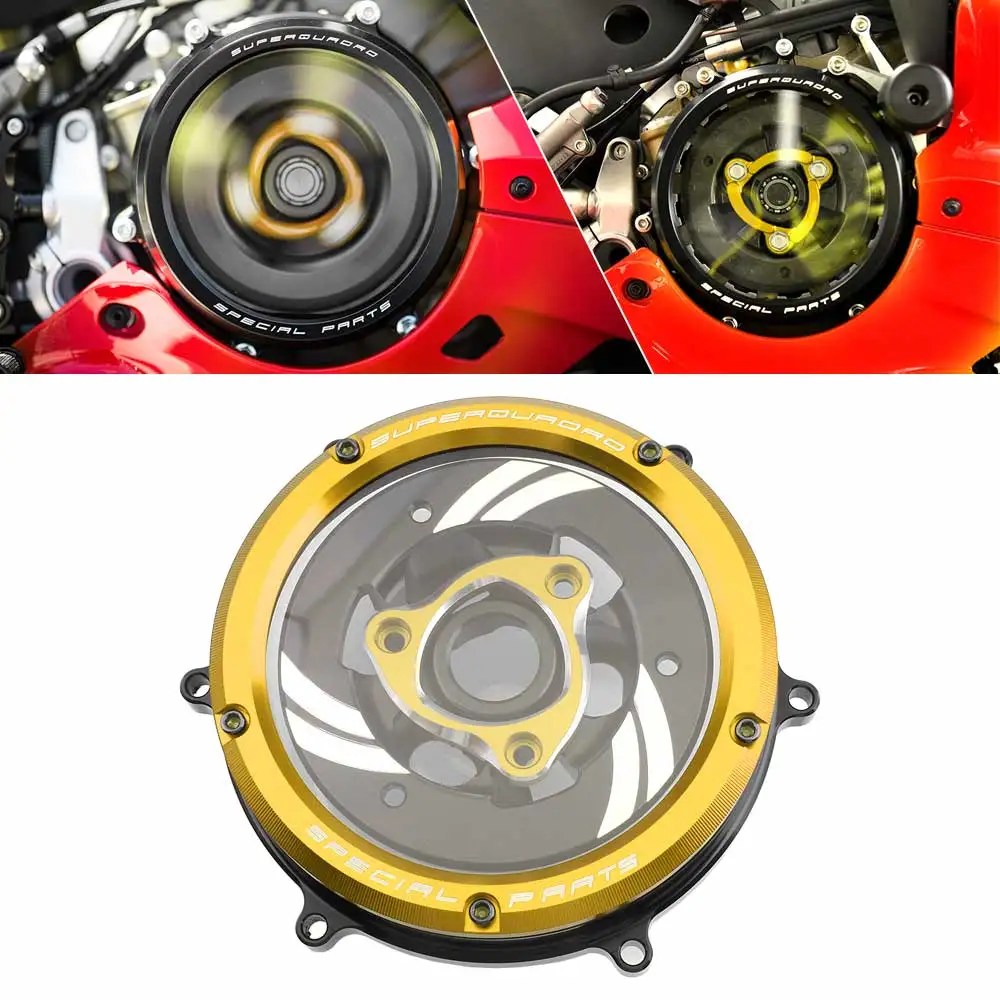 

Motorcycle Accessory Clutch Transparent Engine Side Protection Cover Refitted Aluminum For Ducati Panigale 1299/1299S/1299R 2017
