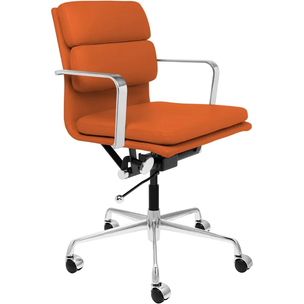 Padded Management Office Chair - Mid Back Desk Chairs with Arm cfv, Swivel & Cushion, Made of Faux Leather, Office Chair