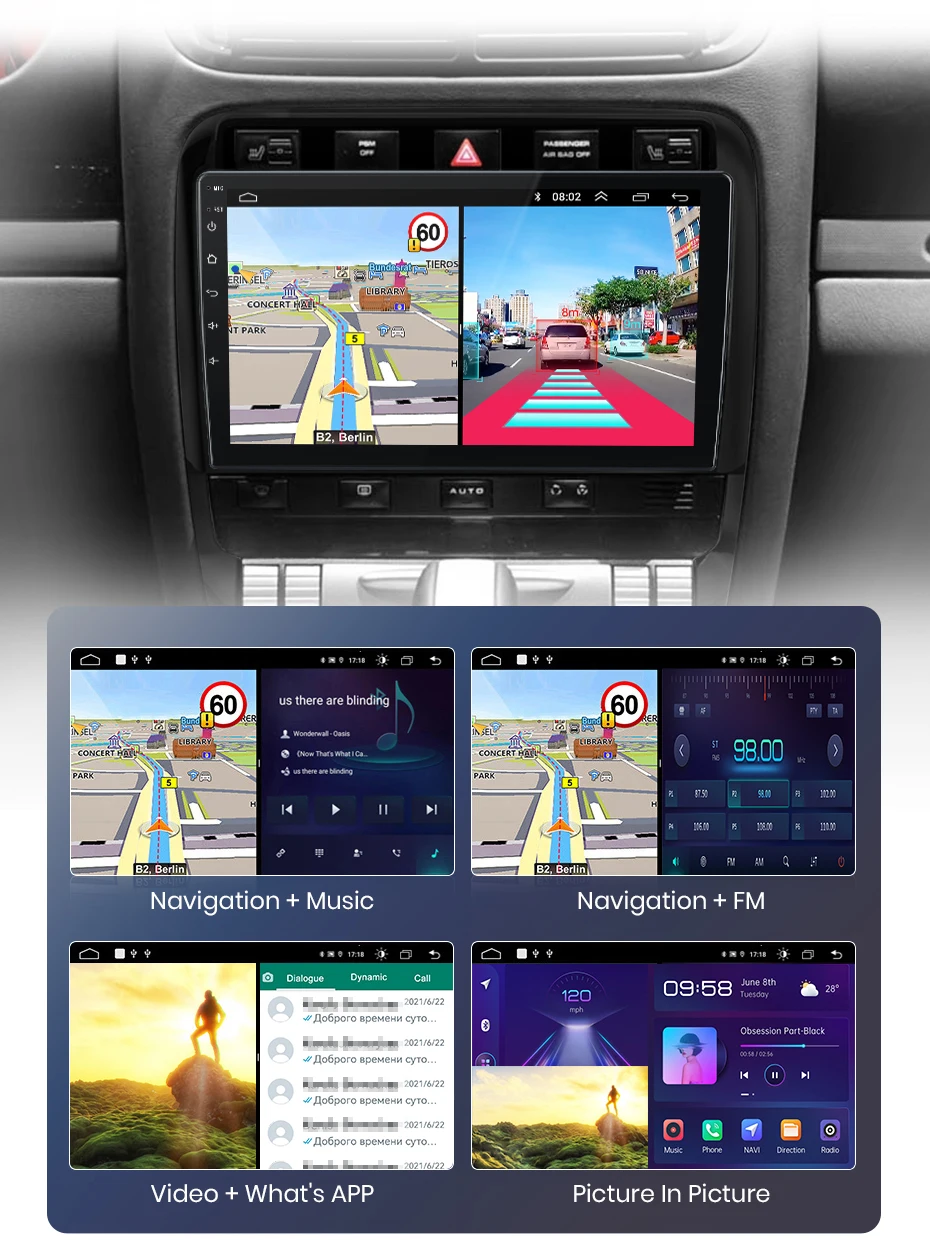 Junsun kabelloses carplay android auto autoradio für porsche cayenne 1 9pa 2002-2010 gps multimedia 2 din systeme stereo – Detail 23