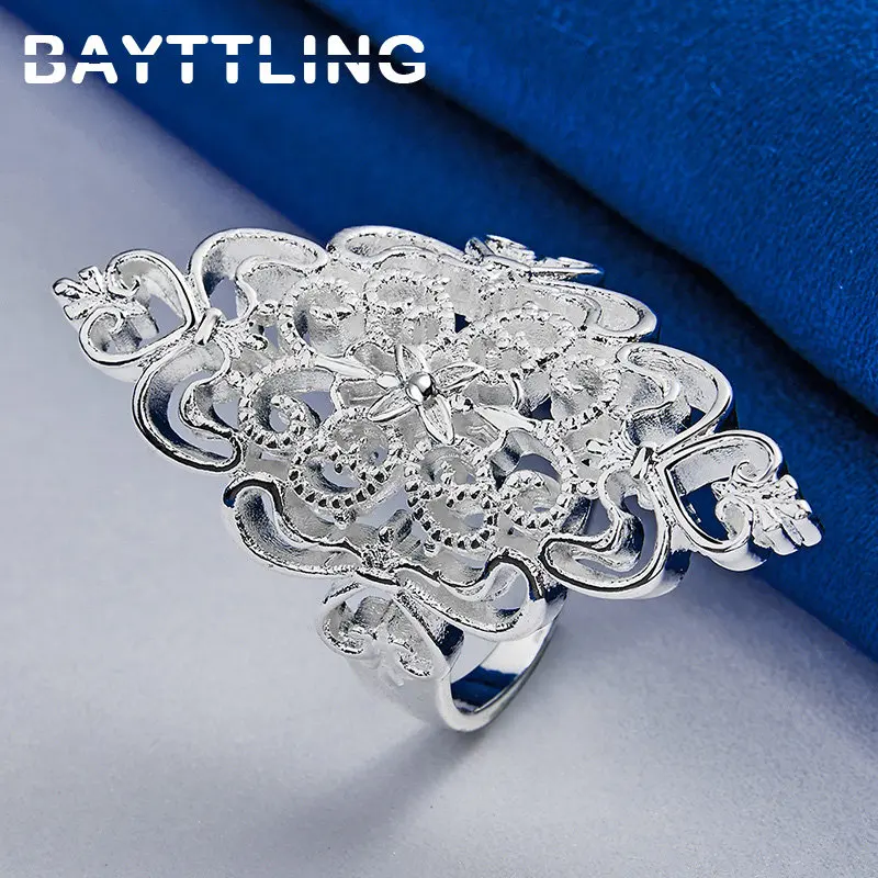 BAYTTLING 925 Sterling Silver 6/7/8/9/10 #   Pusty wzór pierścionek dla kobiet moda ślubna temperament biżuteria akcesoria