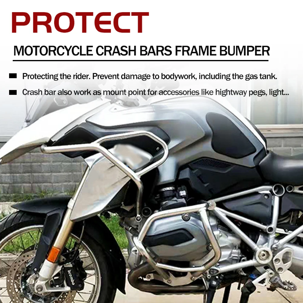 Motorcycle Upper Engine Guard For BMW R1200GS LC GS1200 R 1200 GS R1250GS GS1250 Stainless Steel Crash Bar Fuel Tank Protector