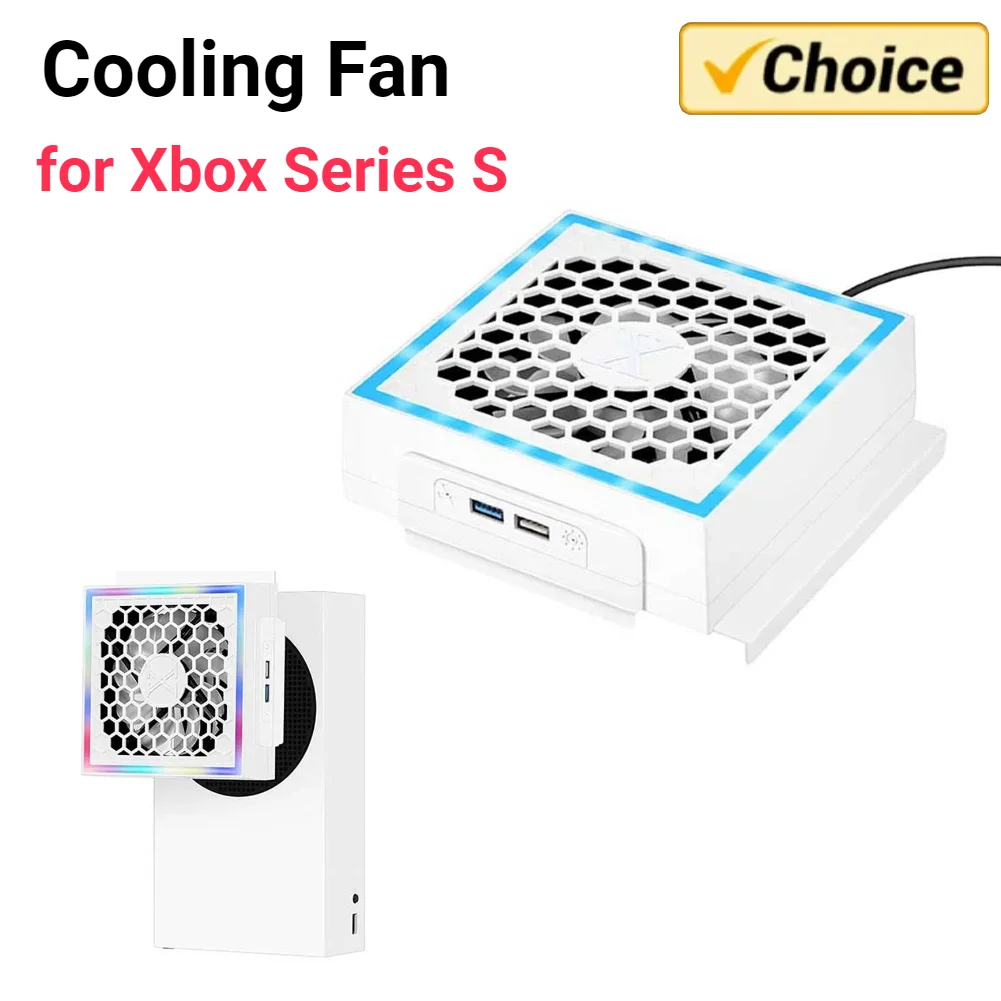 LED Cooling Fan Cooler 3 Gears Adjustable 5V 2.4A Cooling Fan Atmosphere Light Decoration Gaming Accessories for Xbox Series S