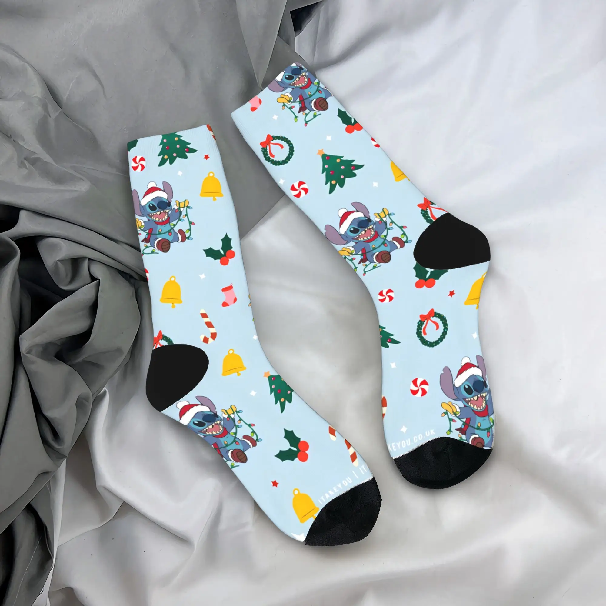 Adults Men Socks Stitch Christmas  Stockings Non Slip Quality Socks Autumn Fashion Graphic Running Socks