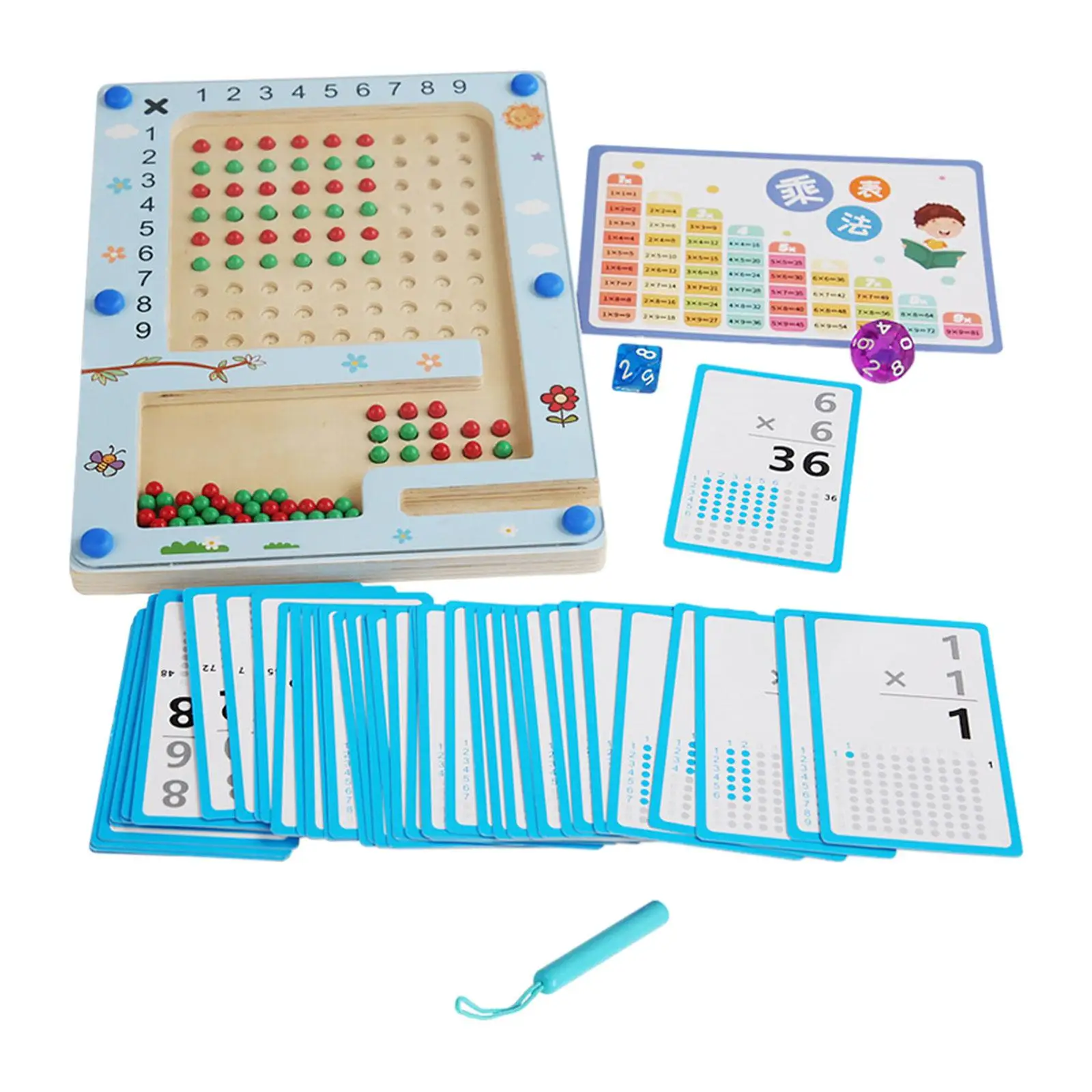 Juego de mesa de multiplicación de madera, juguete para contar, material didáctico, juguete Montessori para niños, niñas, niños pequeños, regalos de cumpleaños