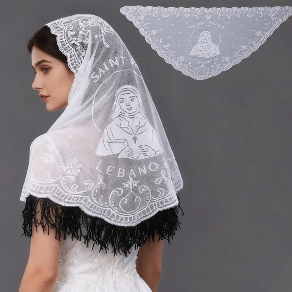 Embroidery Hollow Out Lace Headscarf Sheer Breathable Solid Color Lace Triangle Shawl Lightweight Church Worship Headscarf Women
