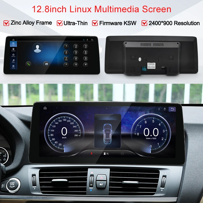 STWEI 2026 New Slim Screens Linux System 12.8inch 2400X900 Resolution For BMW X3 X4 F25 F26 Wireless CarPlay Auto player  KSW