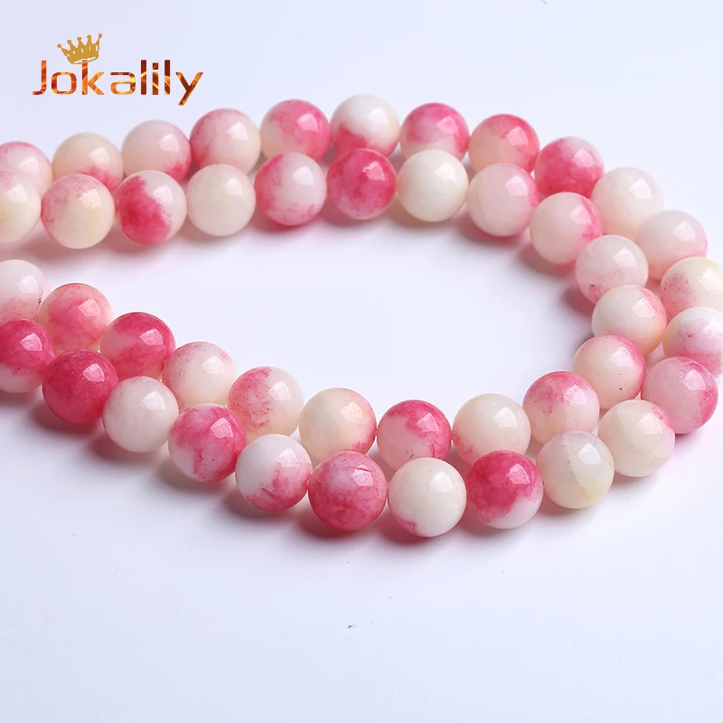 Natural Cherry Blossoms Pink Jades Stone Beads For Jewelry Making Loose Spacer Beads DIY Bracelets Handmade 6 8 10mm 15'' Strand