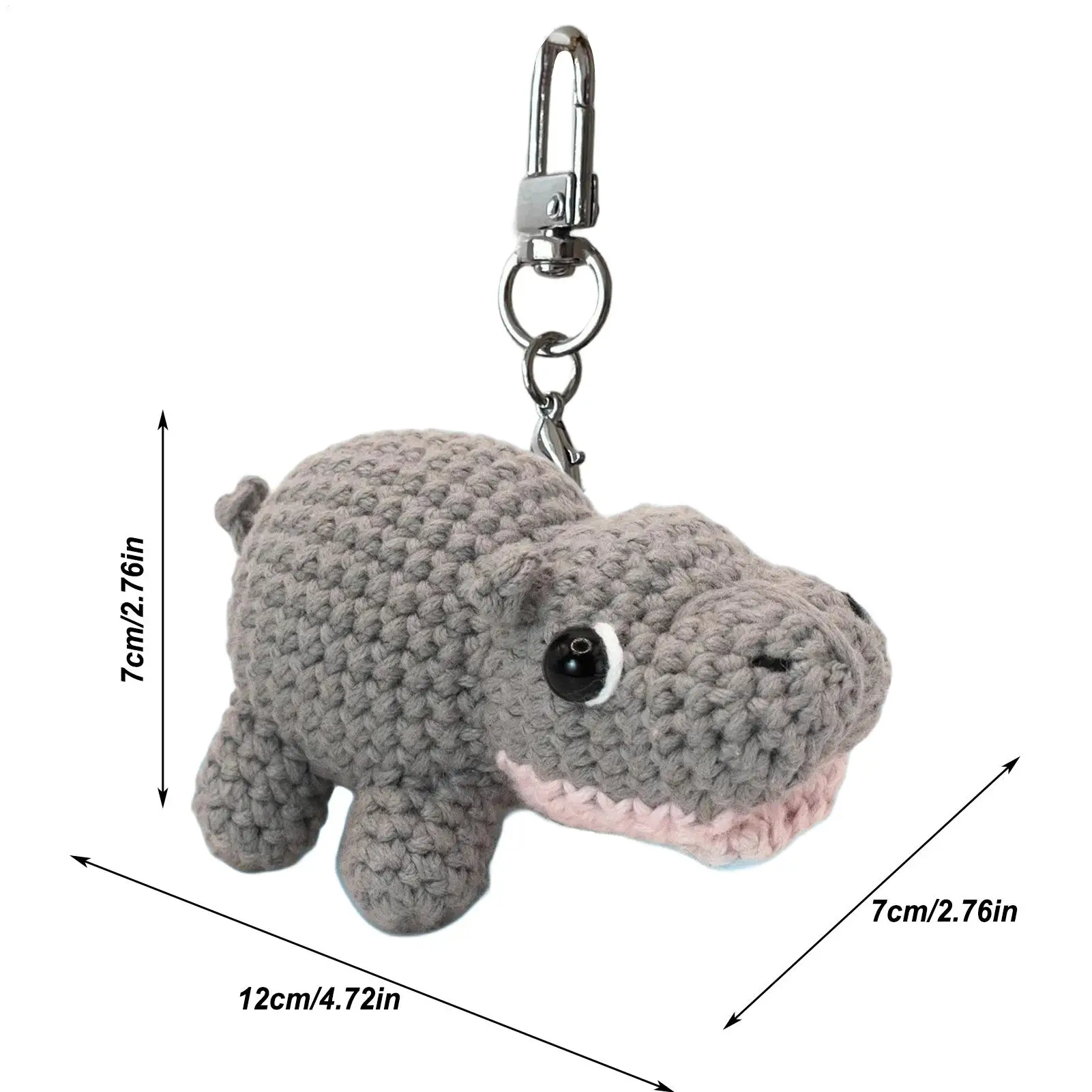 かぎ針編みのカバ、かぎ針編みのハンドバッグペンダント、手作りのぬいぐるみキーホルダーチャーム、子供、女性、男性、動物愛好家、スクールバッグ、車の装飾