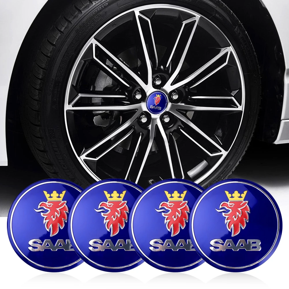 56MM Car Wheel Center Hub Caps sticker Tire Rim Covers Auto Accessories For SAAB 9-3 9000 900 600 9-X 97X Turbo X Monster 9-2X