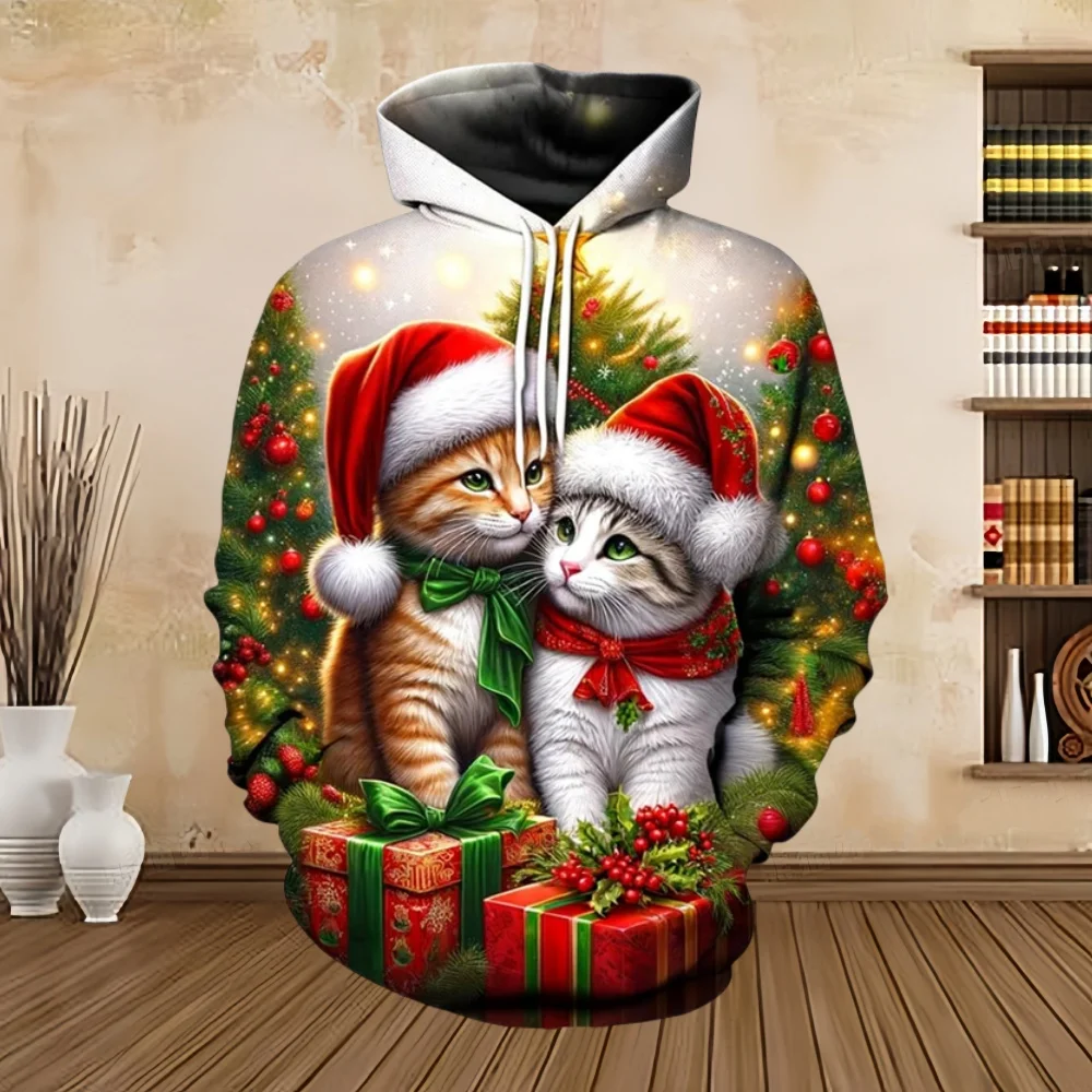 Noël dinosaure chat motif vêtements de sport arbre pull hommes vêtements mode père noël à capuche bonhomme de neige vêtements de sport unisexe hauts
