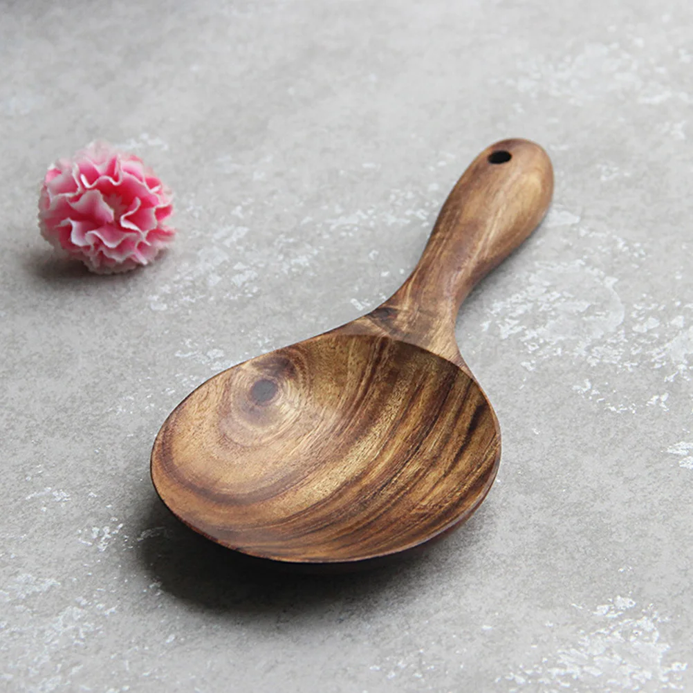 

Wooden Rice Scoop Food Serving Spoons Lightweight Sturdy Non-Stick Safe Ergonomic Handle Kitchen Tableware For Home